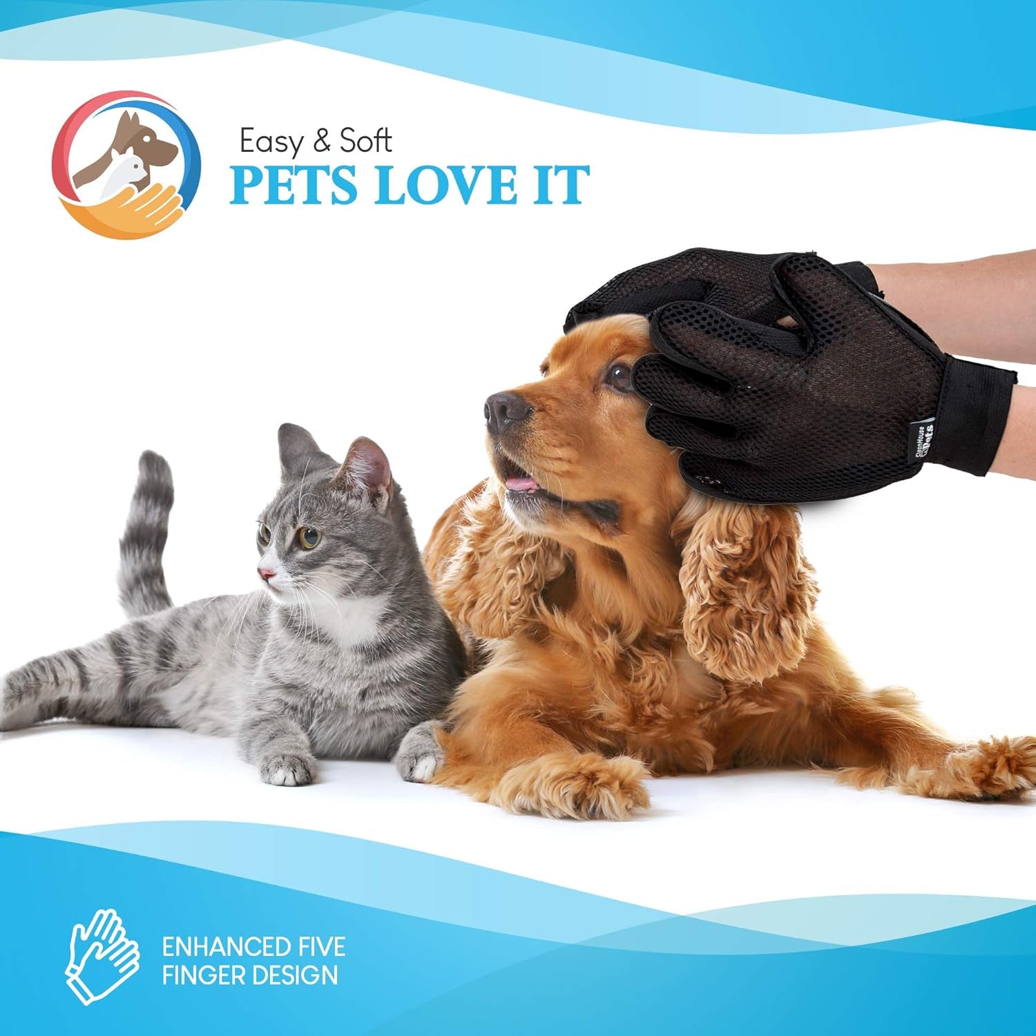 Professional Pet Grooming Gloves for Effective Hair Removal - Gentle, Machine Washable Deshedding Tool for Cats, Dogs, and Horses - Ideal for All Coat Lengths