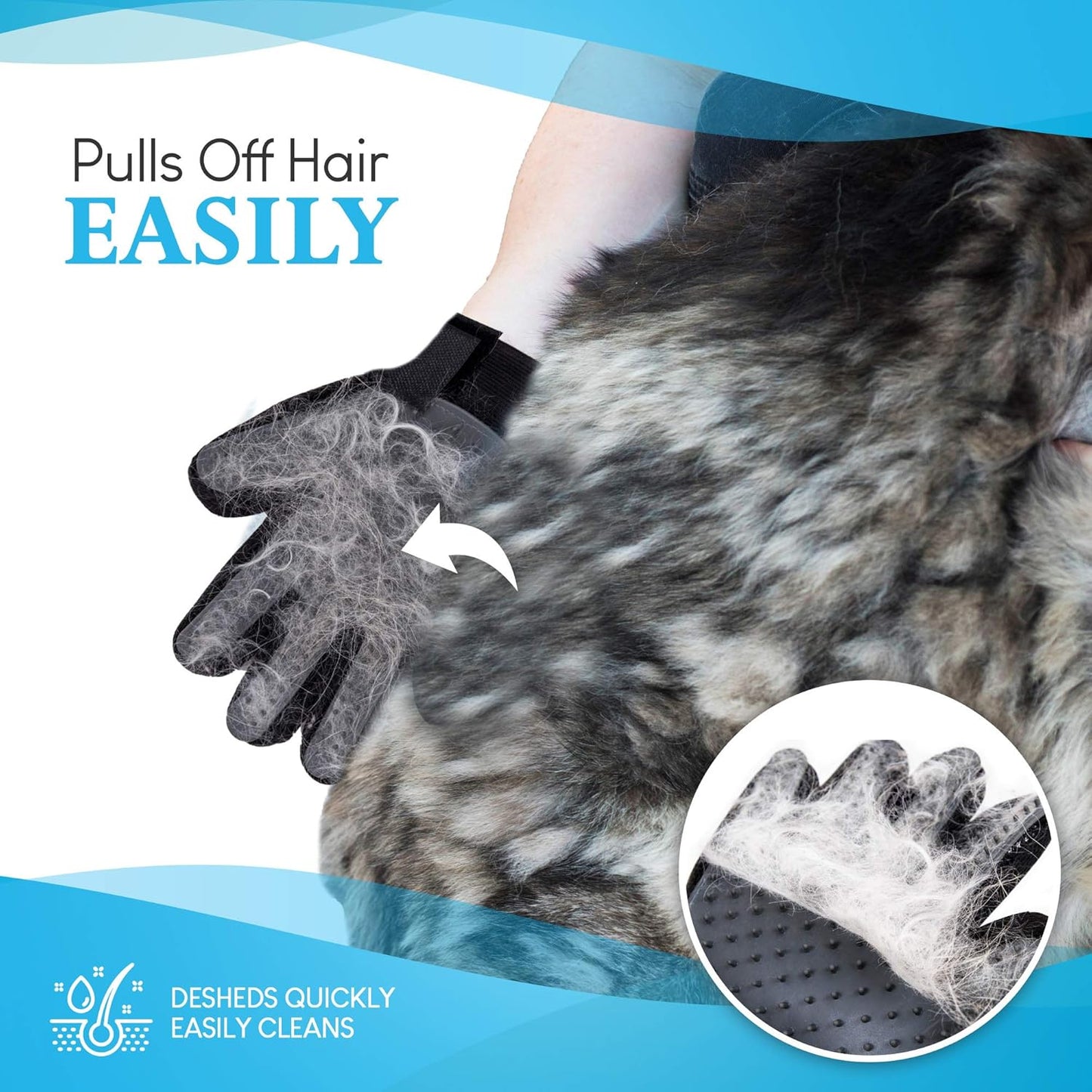 Professional Pet Grooming Gloves for Effective Hair Removal - Gentle, Machine Washable Deshedding Tool for Cats, Dogs, and Horses - Ideal for All Coat Lengths